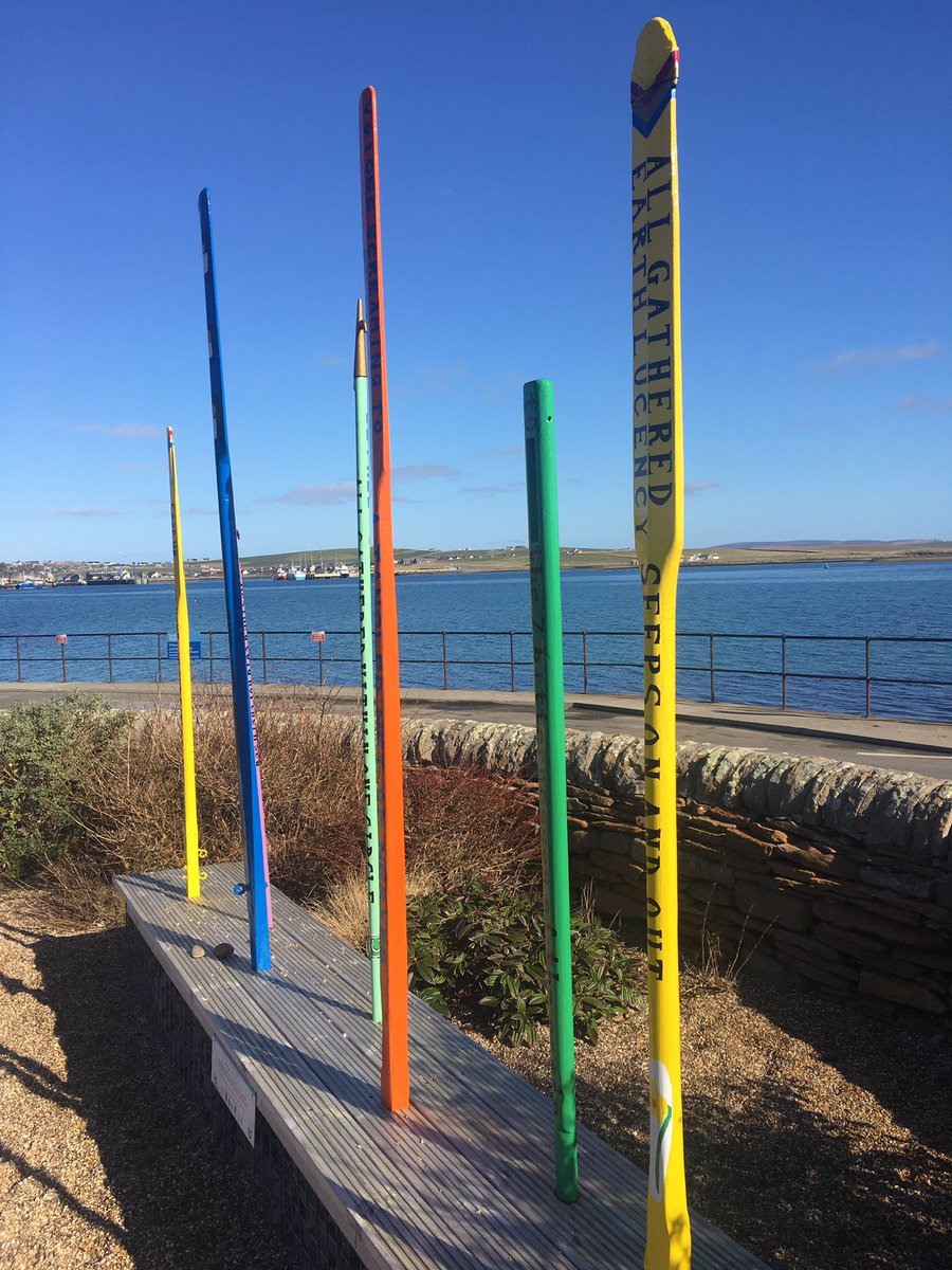 Bright and bonny in #stromness #orkney this morning- George MacKay Brown centenary collaboration with artist @orlastevensart looking fabulous