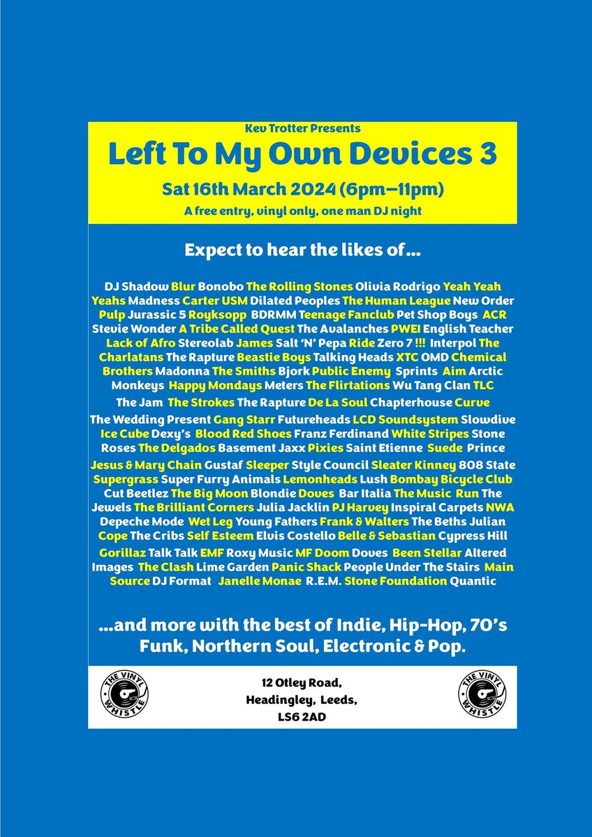 whistle_shop's tweet image. We've had some corkers on the turntable this morning from @bobmarley @ArcticMonkeys and the new one from @BaserCaity as we gear up for a late night with our pal @BeatSurrender!! FREE ENTRY. Vinyl only DJ set. @kirkstallbrew on tap. Come on down, and bring your dancing shoes!!