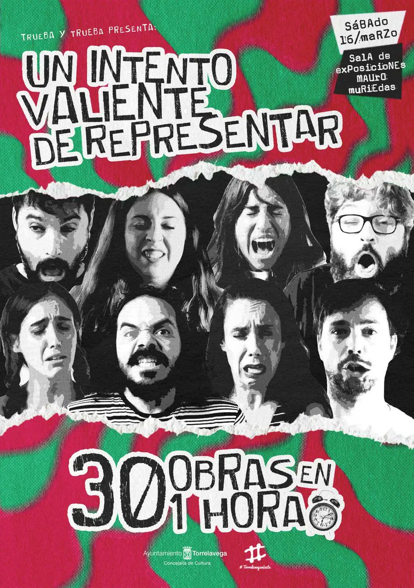 Esta tarde tenemos 'Un intento valiente de representar 30 obras en 1 hora' en la Sala de Exposiciones Mauro Muriedas de Torrelavega.

⌚ 19:00
🎟️ Entrada libre hasta completar aforo