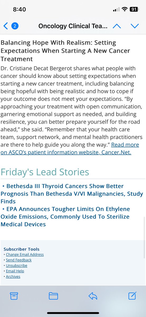 🎉 Just received an email from @ASCO Communication featuring the article I wrote for @CancerDotNet Grateful for the opportunity to contribute to such an esteemed platform Check out the article for insights on cancer.net/blog/2024-02/b…