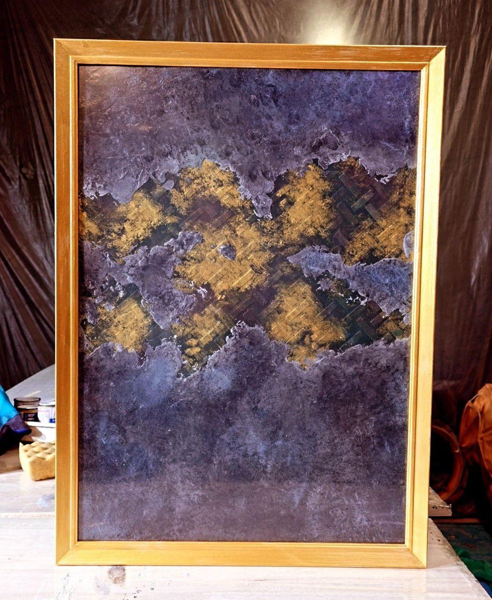 PaintArtNET's tweet image. 本日もダイソーで買った５００円の額縁にコテで塗り塗りしてました。

#漆喰　#特殊左官塗装　#エイジング