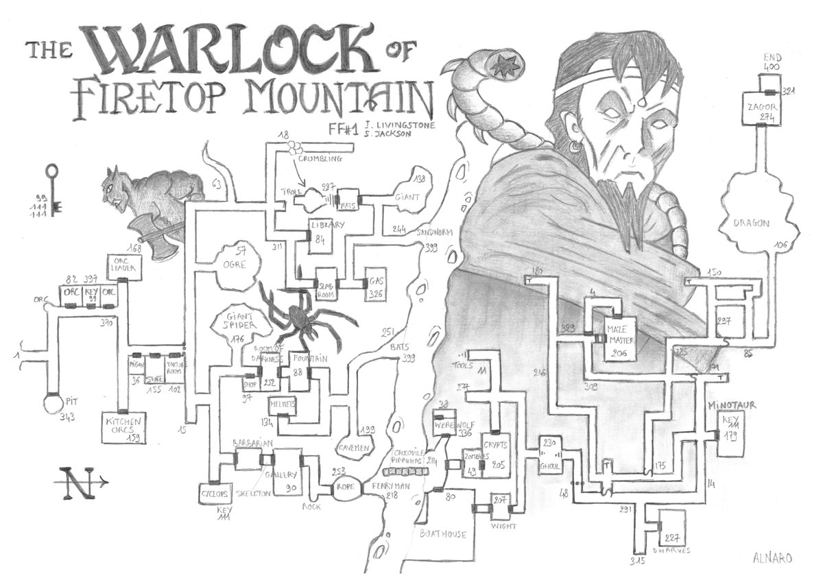 My map 'The Warlock of Firetop Mountain'.
Yes, i'm very late. I should have made this map 40 years ago. I hope Zagor will forgive me 😅
@fightingfantasy  @ian_livingstone 

my maps:
jpbobeau.wixsite.com/alnaro-maps