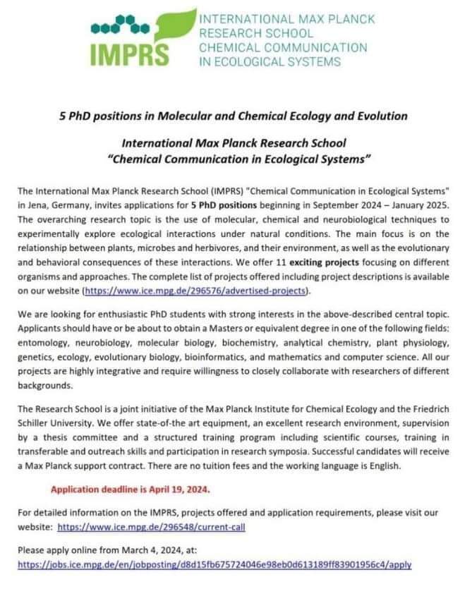 plant biology phd position germany