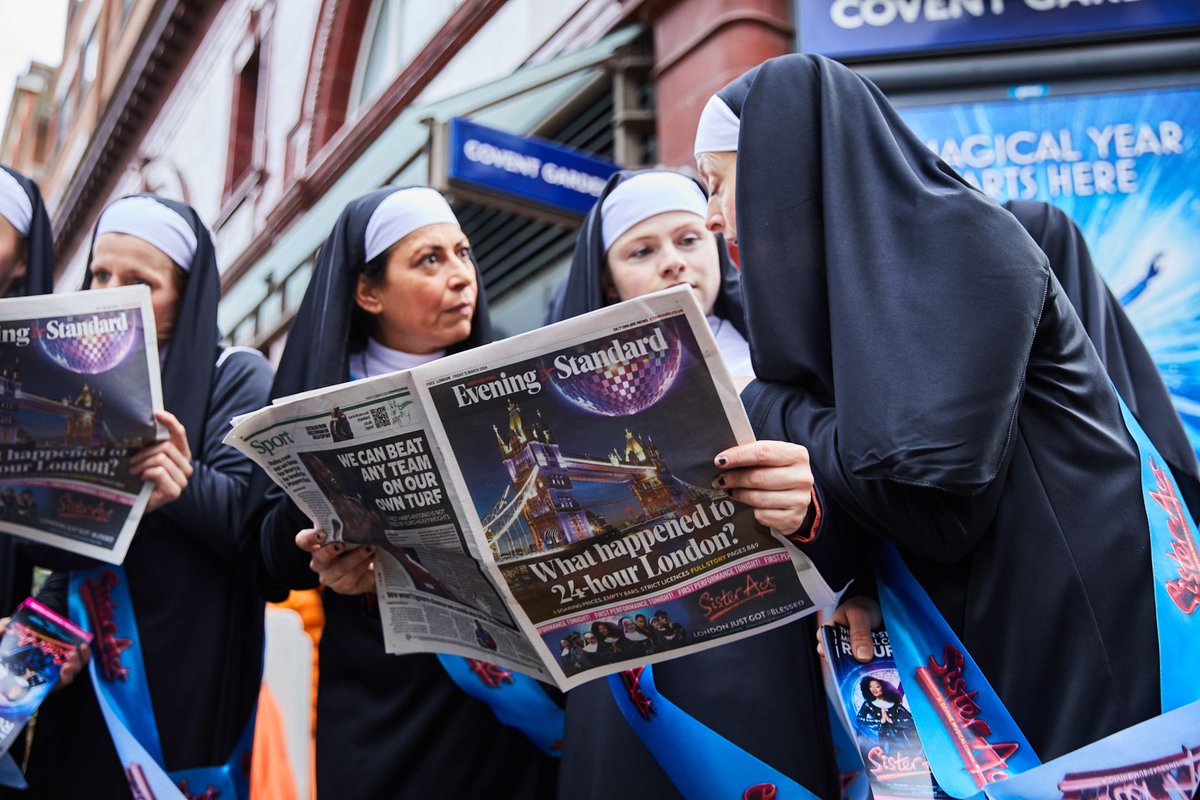 standardrewards's tweet photo. Did you spot the @sisteractsocial nuns handing out the paper yesterday? Looking heavenly! Claim £10 off tickets to this joyous musical, starring Beverley Knight as disco diva-in-disguise Deloris van Cartier.
https://t.co/t0OYxmjzjz #offer #london #westend #musical https://t.co/Bp6qN8WqfX