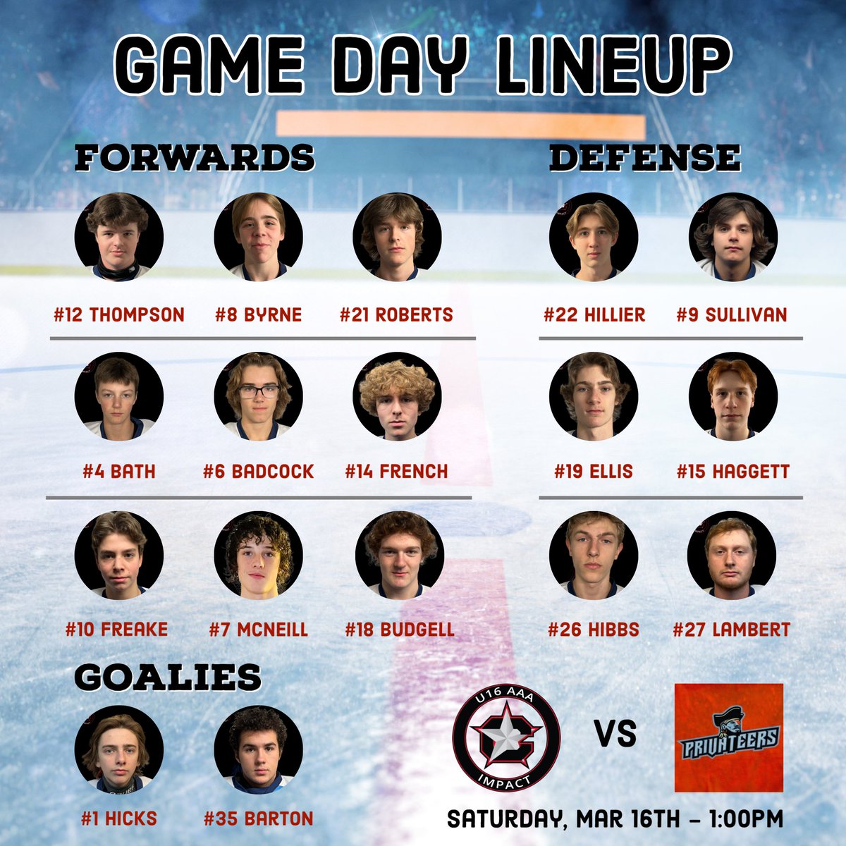 Game #3

Vs <a href="/U16aaaCoast/">U16AAA Eastern Privateers 2023-24</a> 
Time: 1:00pm
Location: Trinity Placentia Stadium

Projected Lineup