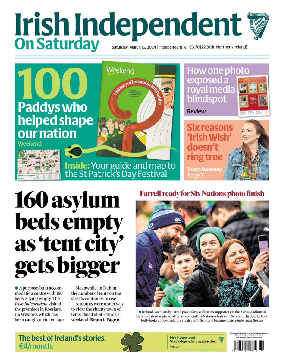 Irish Independent on Saturday for the St Patrick’s Day Bank Holiday weekend… all at independent.ie - including a history of Ireland in 100 Paddys #StPatricksDay