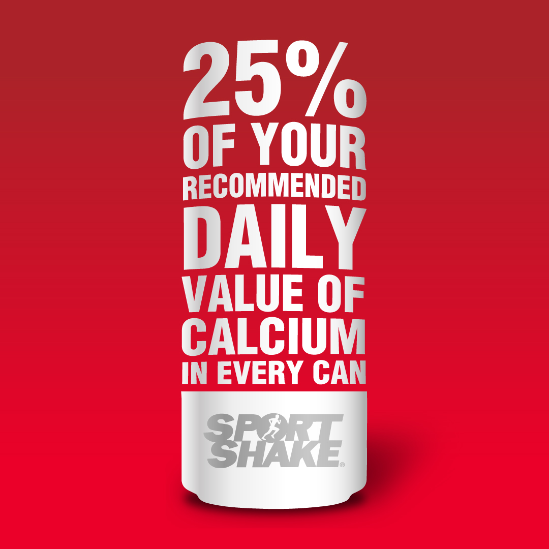 Sport Shake's secret sauce? Real dairy. We pack 25% of your recommended daily value of calcium in each can, so you can reap the benefits of increased bone density and resilience.