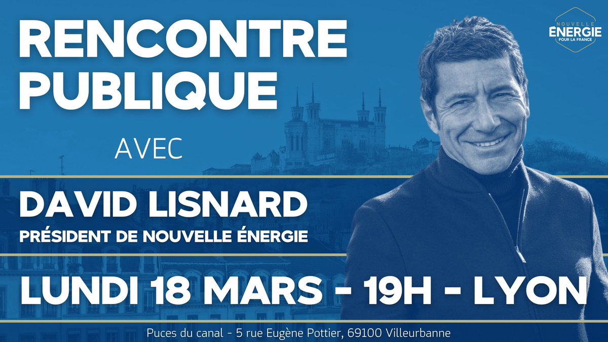 LJEaura's tweet photo. 🔵 Ce Lundi, 19h aux Puces du Canal à Villeurbanne se déroulera une rencontre publique de @Nouv_Energie en présence de @davidlisnard !

Nous vous attendons nombreux !
Inscription obligatoire ➡️ https://t.co/nrhE2jU7At https://t.co/Jr6PfOQTA3