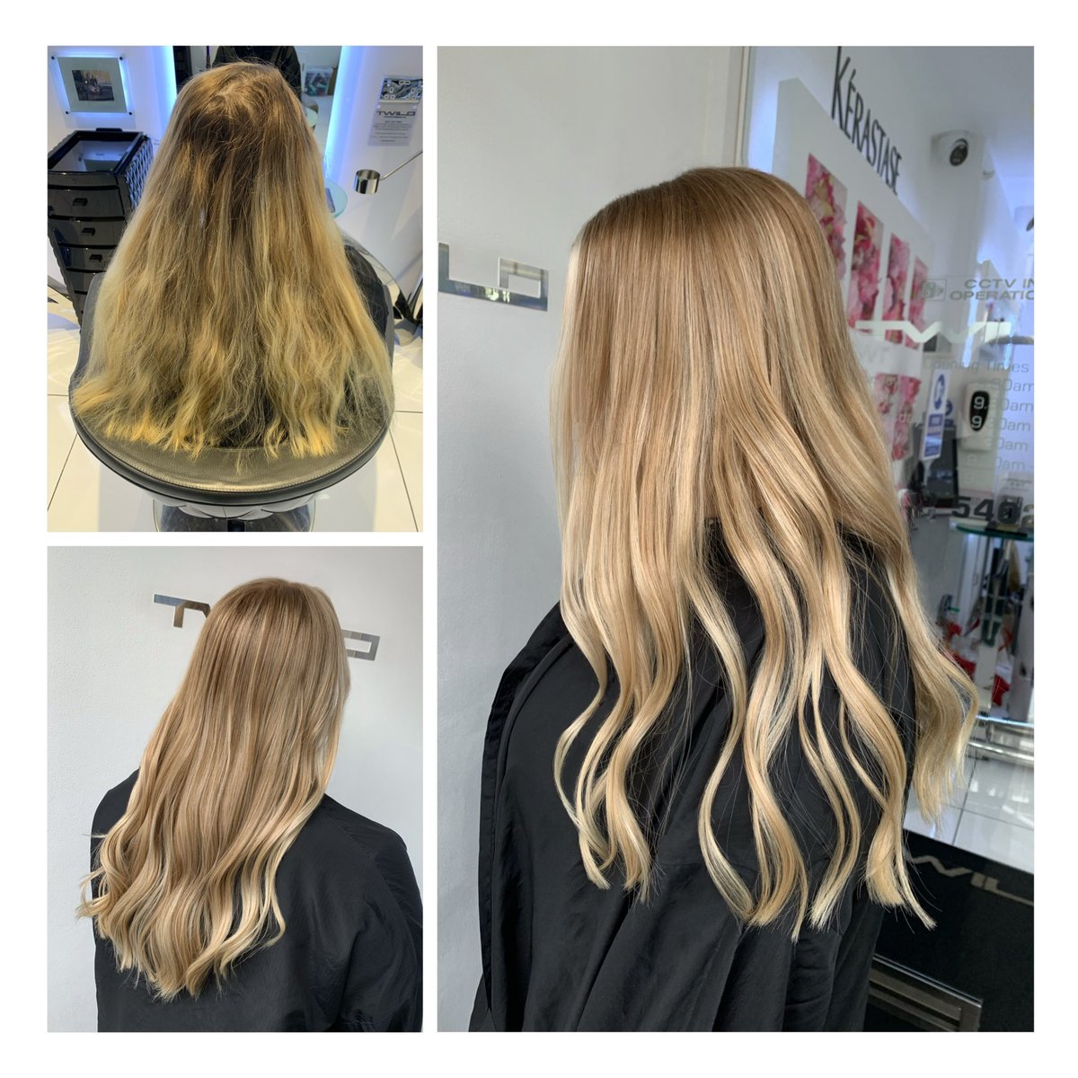 TwiloH's tweet image. | B l o n d e  B l o s s o m | From a head of parched, yellowish, grown-out locks, beautifully transformed into an effortless radiance of lighter and brighter tones made with love in time to switch-up for spring ♡︎

Hair by Steph

#LicenceToCreate  #BlondeBalayage #TwiloStyle