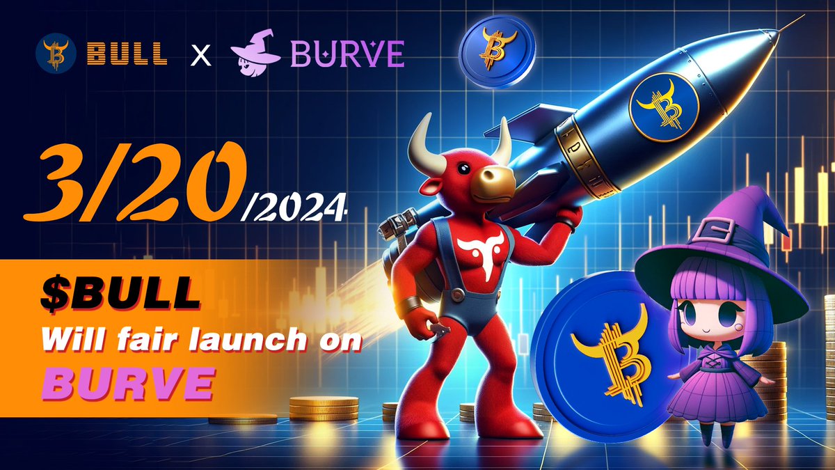 BullcoinBSC's tweet photo. $BULL will Fair Launch on March 20, via @BurveProtocol on https://t.co/pE6qB9wWIY. The community voluntarily raised $3 million for $BULL's genesis block. Seizing the opportunity is key to maximizing asset value. Mark your calendar for the $BULL launch and be part of the launch. https://t.co/5xvZl1M1nV