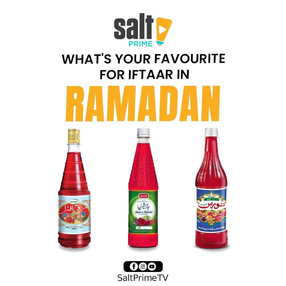furqantsiddiqui's tweet photo. What’s your favourite Ramadan drink? #RoohAfza #JameShirin #Naurus #SaltPrime https://t.co/UMVZ4GWny6