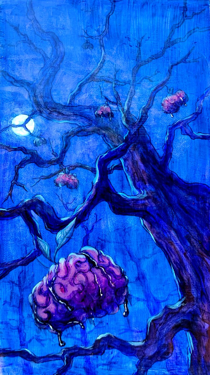 'brain fruit' acrylic and oils. Another insanely fun one made for Dolmenwood.com! I would like to eat one of them brains