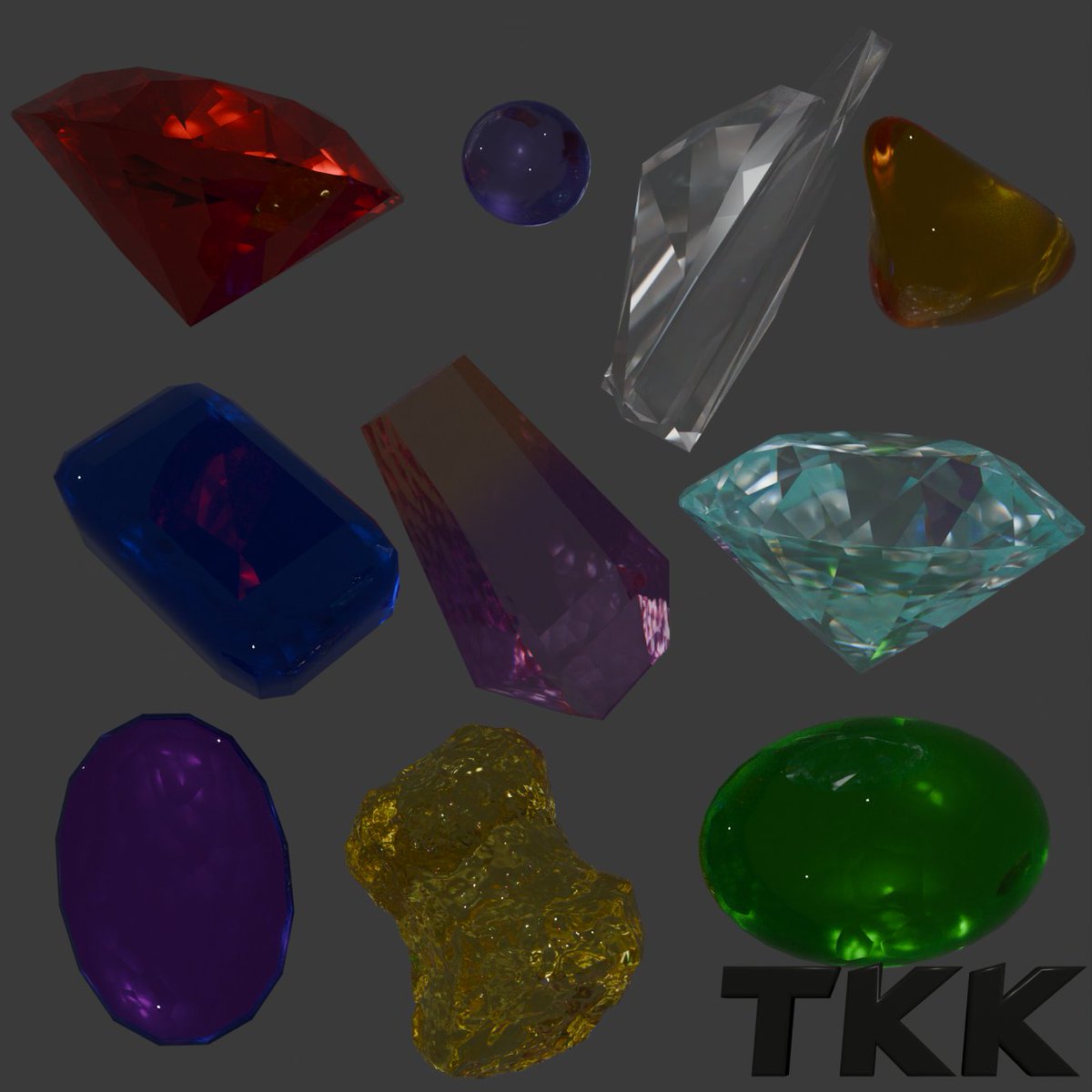 Made a handful of various gems and crystals and stuff..
#screenshotsaturday #gamedev #blender #b3d #3DModel #indiedev