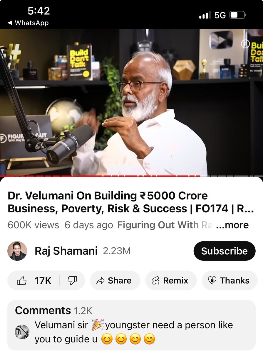 An hour long Video. Dozens of punchlines in it got it 6 Lakh views in just 6 days. It has improved my image as a leader and story teller. Thank you ⁦@rajshamani⁩ for giving an opportunity and motivation to play my shots in my way. #Gratitude