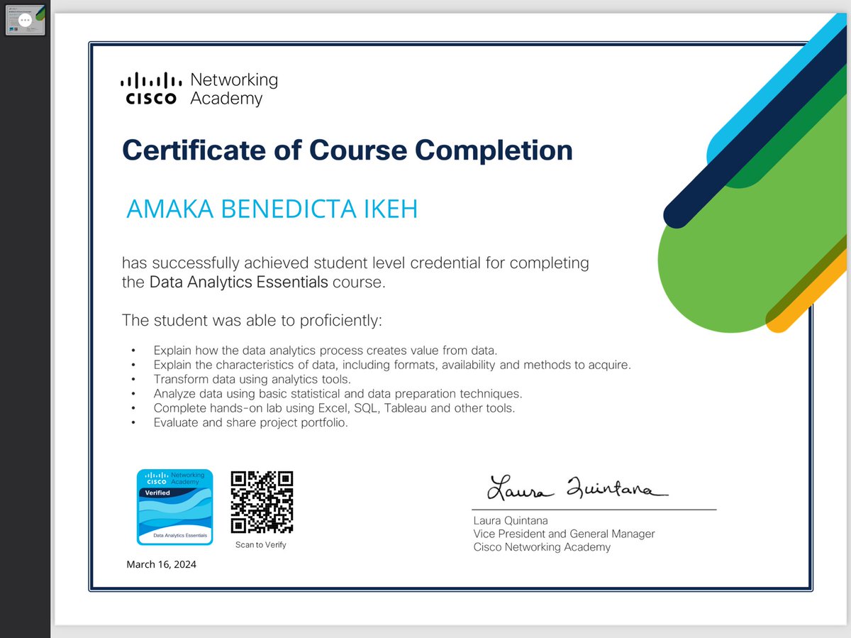 benedicta_4's tweet photo. View my verified achievement from @learningatcisco. https://t.co/kJnviHg2y6… https://t.co/prKtKYppo1