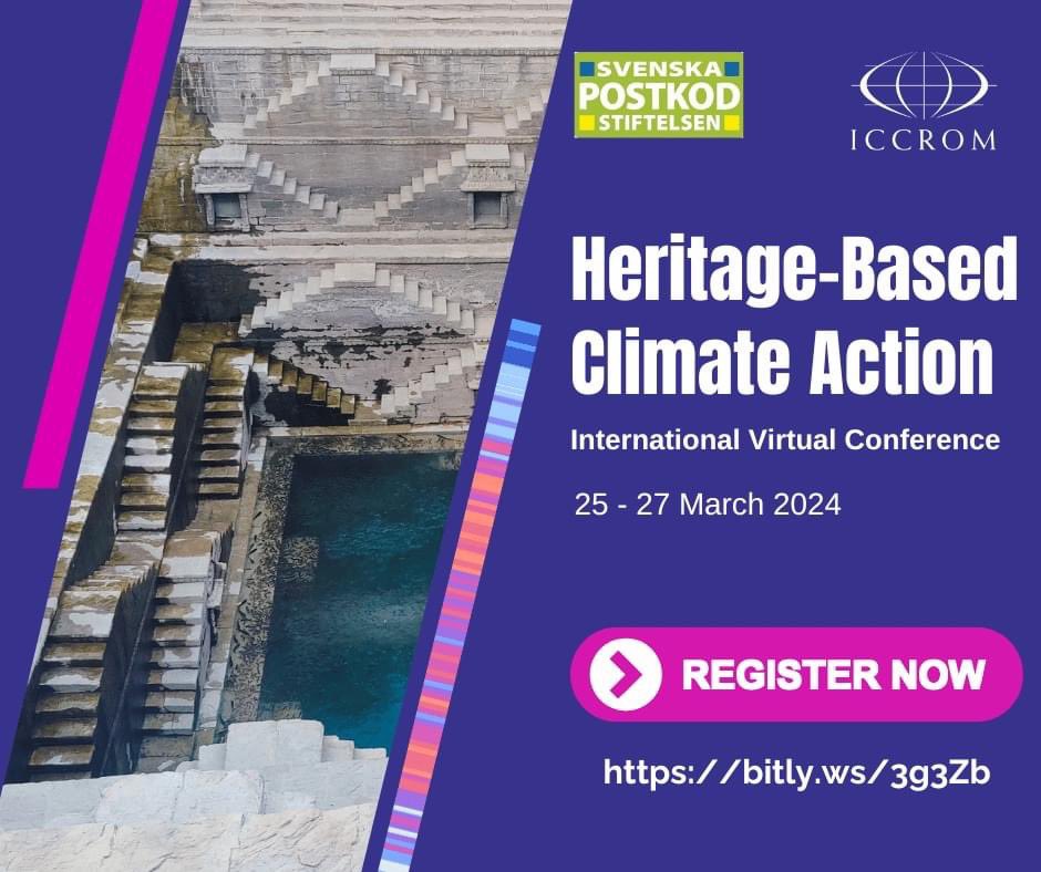 FAR_ICCROM's tweet photo. Register Now! for Heritage-Based Climate Action, as we unravel five culture-climate stories that tap into traditional knowledge and practices to tackle climate change, and safeguard at-risk heritage of communities most vulnerable to the climate crisis.

https://t.co/ZkmhudEgTE https://t.co/CM37pdobdd