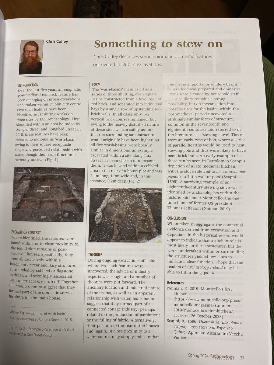 Enjoying a great piece on late17th/18thC kitchen features in the current ⁦@Archaeology_Irl by Chris Coffey⁩. ⁦@dubcivictrust⁩ ⁦@dublinarch_01⁩ ⁦@IACArchaeology⁩
