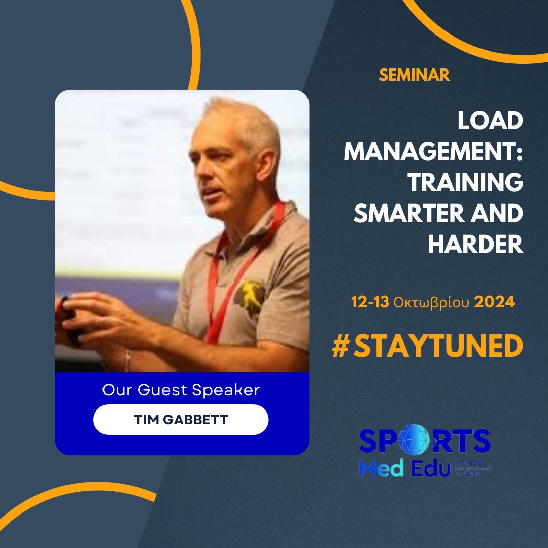 📌Load Management: Training Smarter and Harder

📅12-13 Οκτωβρίου 2024
❗️Αθήνα

O Tim Gabbett για πρώτη φορά στην Ελλάδα και στην Αθήνα σε συνεργασία με το SportsMedEdu. 

More Information🔗 sportsmededu.gr/load-managemen…