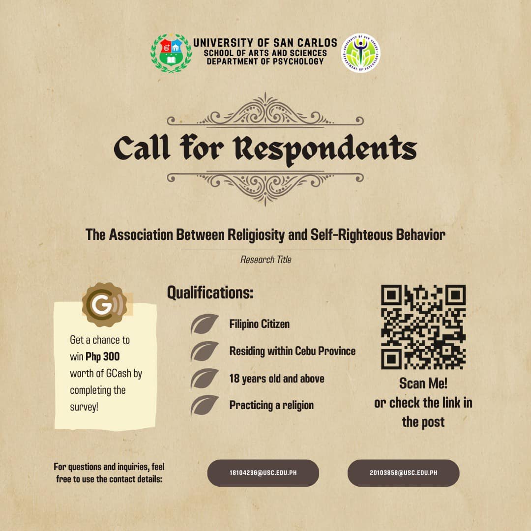 Hello, everyone. Please help my thesis mentees graduate. We are looking for Filipino respondents, 18 y.o. and up, who are practicing their religion (more details in the photo).

Thank you 😊 

Survey: forms.gle/GrTMd8oUAW9C6U…
