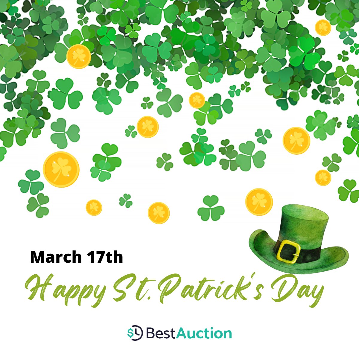 🍀Happy Saint Patrick's Day from BestAuction!🍀

Today, we're all a little Irish! 🌈 Whether you're decked out in green, enjoying a traditional Irish meal, or just basking in the cheerful spirit of the day, we at BESTAUCTION wish you a wonderful #StPatricksDay !