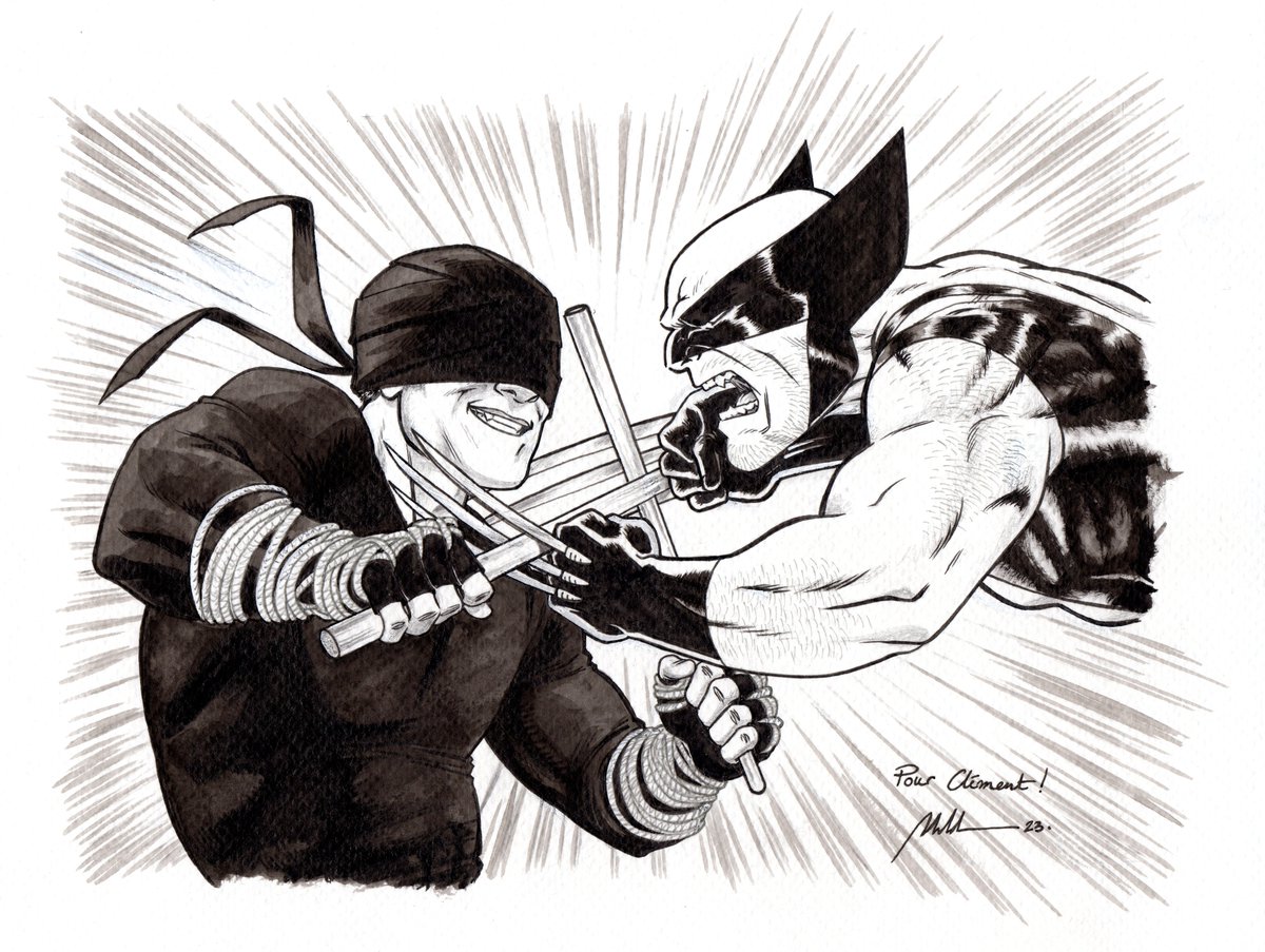 Another commission I never posted. I'm bad at this. #CommissionArt #Drawing #Ink #Daredevil #Wolverine #MattMurdock #Logan #JamesHowlett #MarvelComics #Marvel #Xmen #Comics #ComicsArt #ComicBooks
