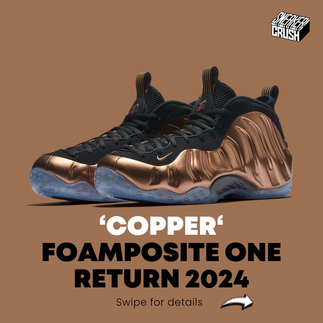 sneakercrush's tweet photo. The ‘Copper’ Foamposite One return Holiday 2024 https://t.co/V4wZIAVVmH