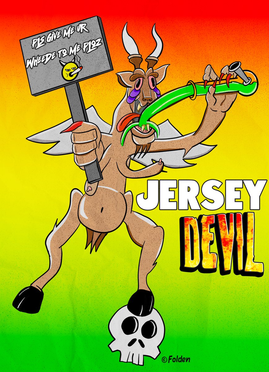 drawing practice monster of the day is the jersey devil but the version  of him that got a taste of reefer. he is a cautionary tale of if you get  too into the W-Hole.  Stay safe out there friends. #art #memes