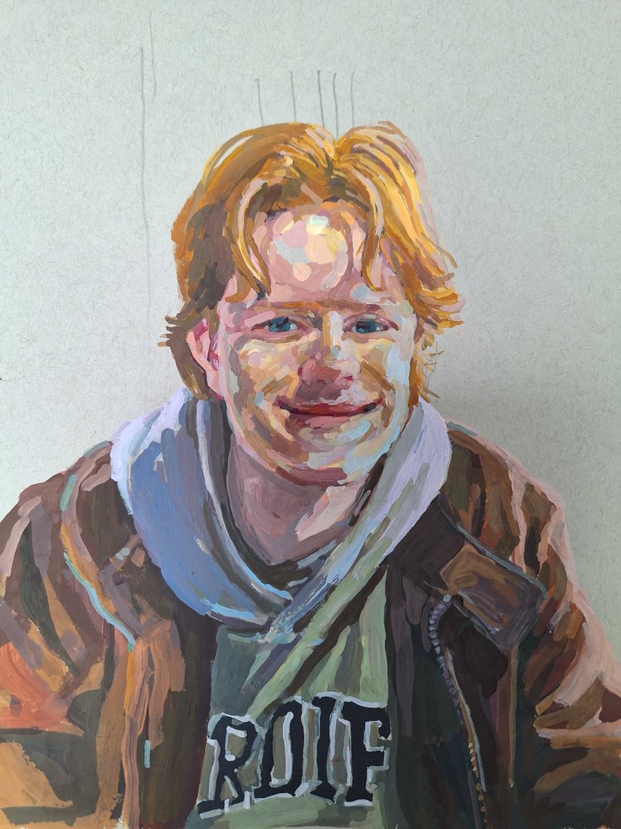 This one is a bit special - a painting of my lovely grandson Oscar, for Rebecca's 'special' birthday. A joy to paint and hard to give away - just as it should be. Oscar - gouache on mi teintes paper. #painting #portrait