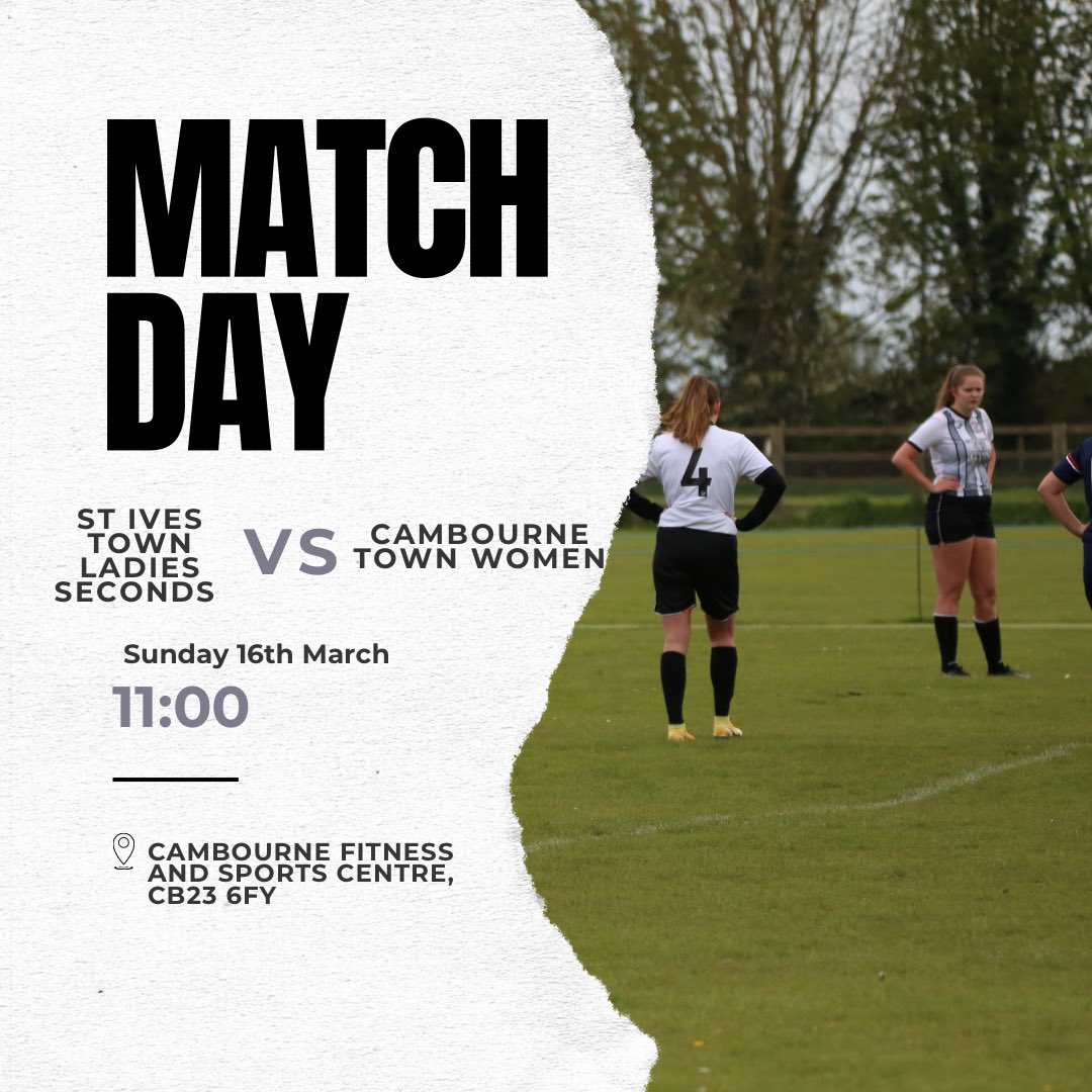 Ivesseconds's tweet image. After a two week break our ladies are back in action tomorrow against @CambourneLadies ⚽️Looking forward to another good game against them, come along and support if you can! 🤍🖤
🗓️ 14th March 
⏰ 11am 
📌 Cambourne fitness and sports centre, CB23 6FY