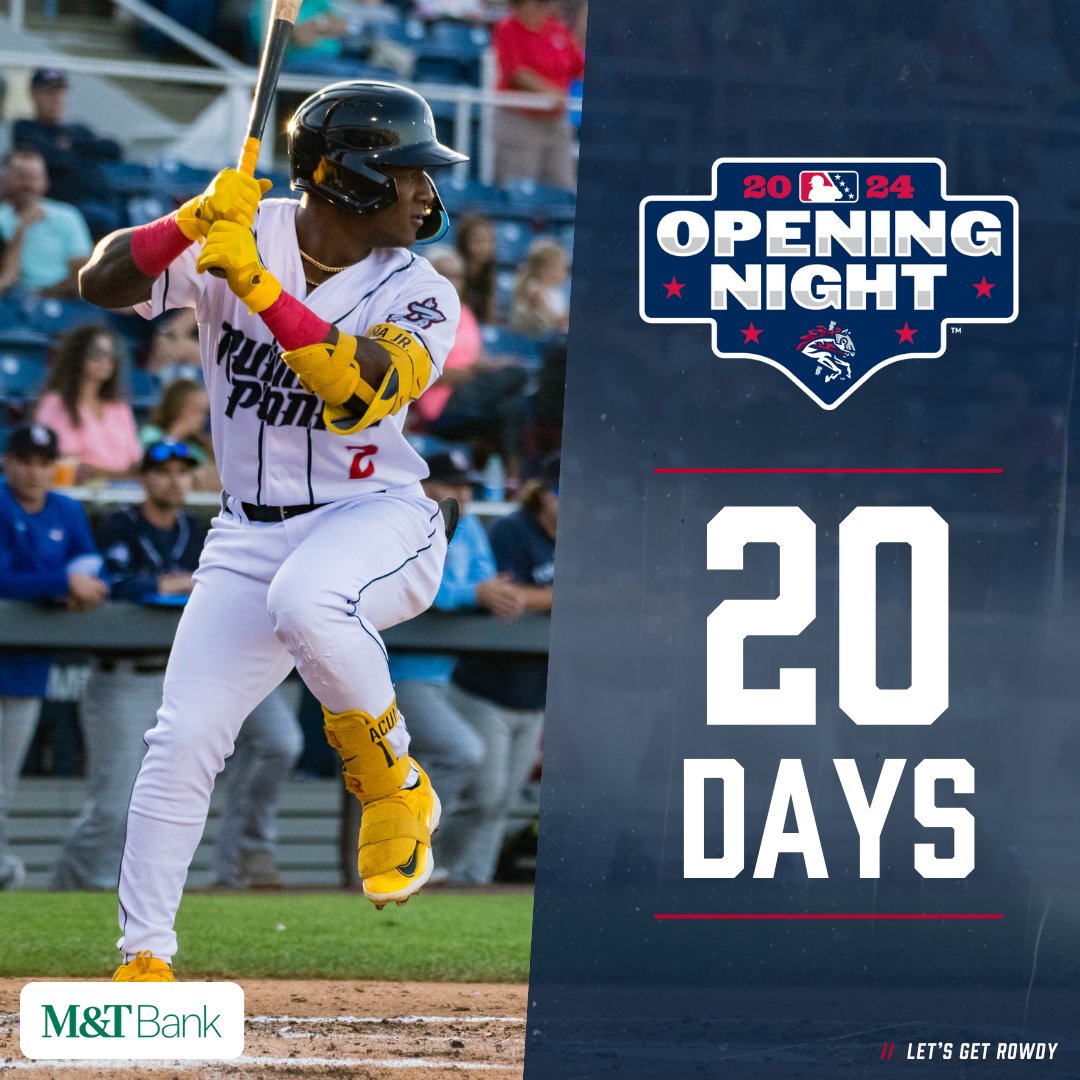RumblePoniesBB's tweet image. ⏳ We are ready. Are you?! Opening Night presented by @MandT_Bank is scheduled for Friday, April 5th. #LetsGetRowdy