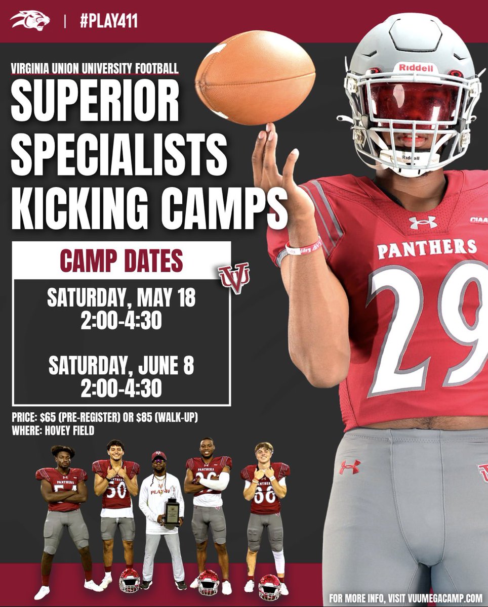 2024 VUU/SUPERIOR SPECIALISTS Kicking Camps

🗓️- May 18 &amp; June 8

Tap in! GET SIGNED UP!

Don't miss out on this GREAT opportunity to highlight your potential &amp; showcase your skills! 
vuumegacamp.com/?fbclid=PAAaYj…