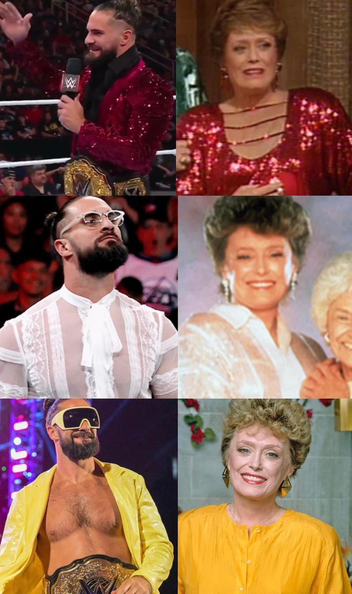nikoexxtra's tweet photo. It all makes sense now Seth Rollins has been robbing the wardrobe of Blanche from the Golden Girls 😂 https://t.co/EF3eC40wUf