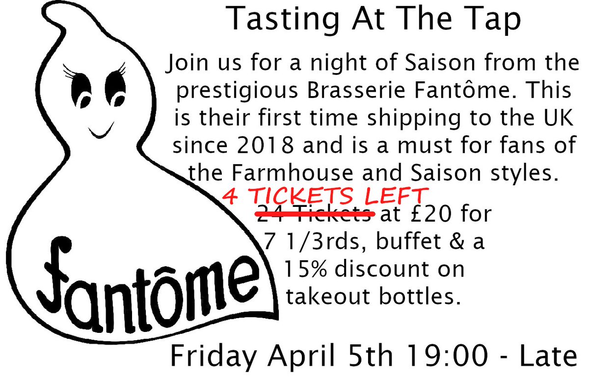 Only 4 places left for our Fantôme Tasting Evening!!

Come on down and grab one before they're all gone!

#saison #belgianbeer #kegbeer #EscapetheChaos