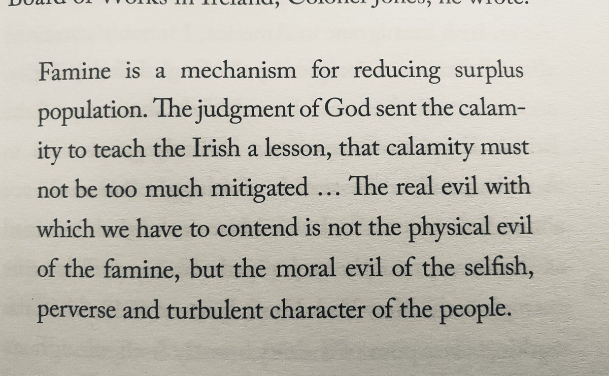 There is a precedent for the deliberate starvation of people in Gaza This is a quote from Sir Charles Trevelyan, who was in charge of UK famine policy in Ireland in 1846, as cited by @carmel_mc_mahon in her book, In Ordinary Time Not famine, but genocide. #StopGazaGenocideNow