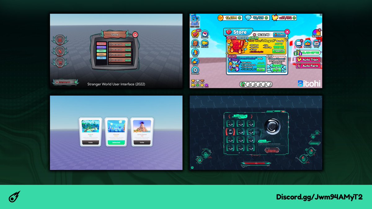gfxcomet's tweet image. 🖥️ Looking for high-quality User Interface for your Roblox games? Shoot us a message today!

🔥 We specialize in every UI style and are ready to take your game to the next level today!

📲 Place an Order here: Discord.gg/Jwm94AMyT2

#Roblox #RobloxDev #RobloxUi #RobloxArt