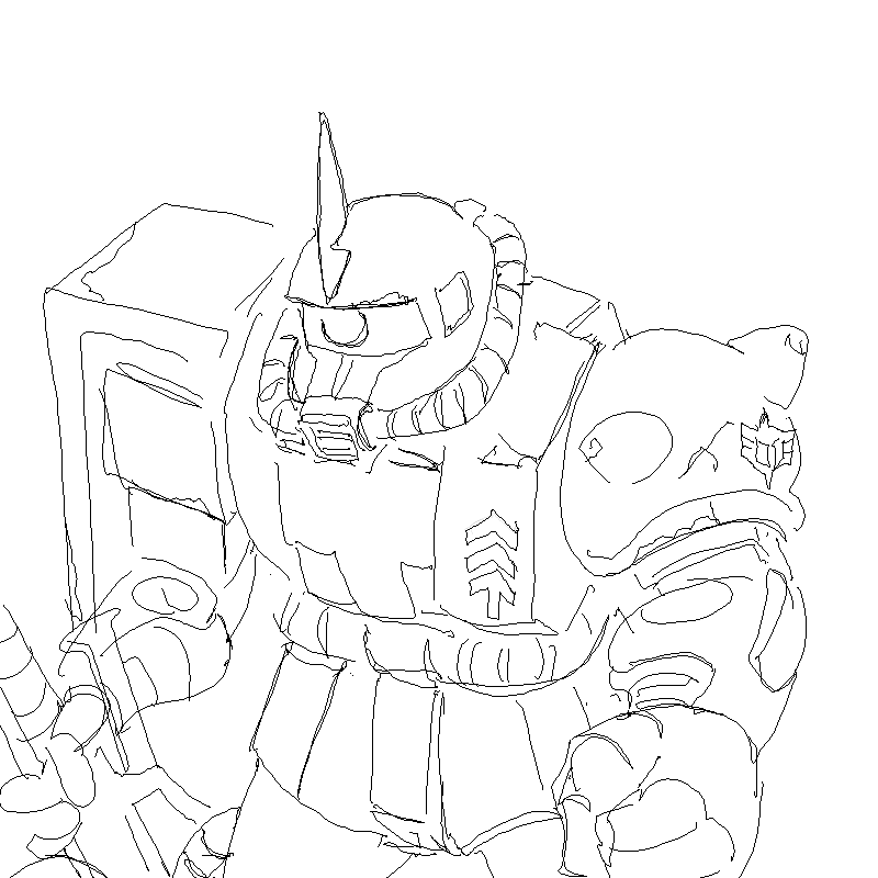 ザザッと描いたザク
#ガンプラ世代絵師のたしなみ_資料見ないでザクを描く 