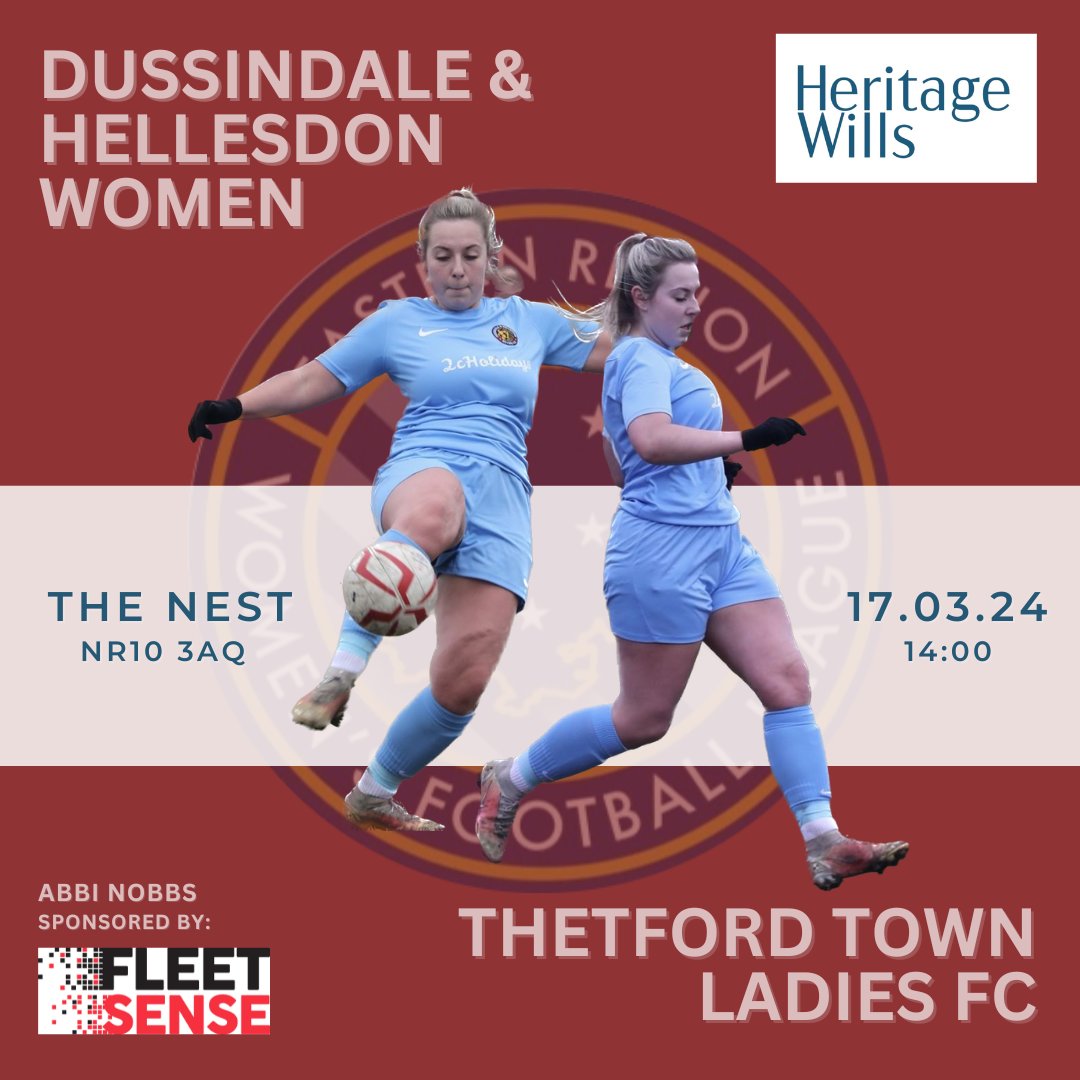 Tomorrow we face @FC_Thetford in our last home game of the season. Lets see if we can get a good crowd for this local derby! ⏰ 14:00 🏆 @ERWFLe Division 1 North 📍 @TheNestCSF 🎟️ £3 Adults/U18's Free 📸 @Cunninghamben86 #upthedussy