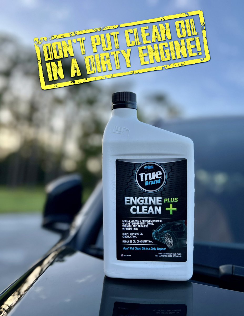 Don’t put CLEAN oil in a DIRTY engine!! True Brand Engine Clean Plus removes harmful deposits and wear metals to clean your engine’s oil system before adding new engine oil. This helps prolong the life of the new oil and the life of your engine! 💪 #TrueBrandTough