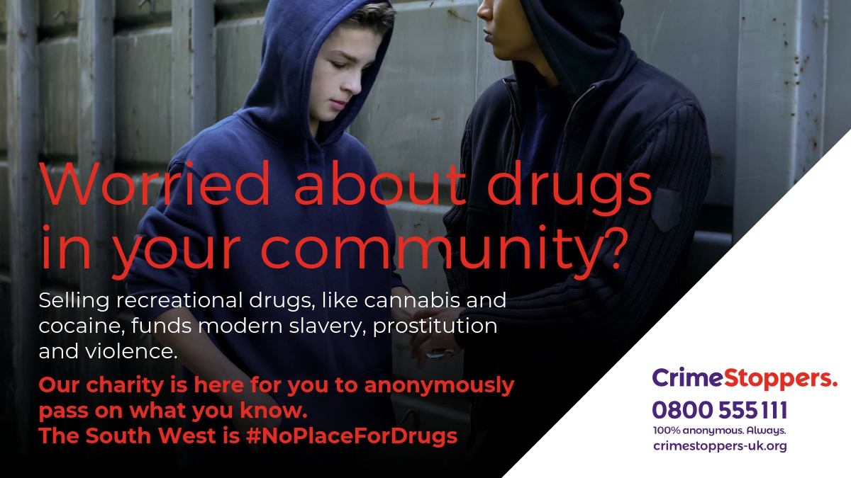 Where you live, work, and visit is #NoPlaceForDrugs. You don’t have to put up with it and can help put an end to it. It is your call to make. Simply contact our charity and remain 100% anonymous. Always. More information here: bit.ly/3yFl2M3