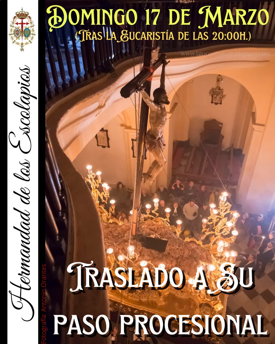 Hoy, Besapiés y posterior traslado del Stmo. Cristo de la Expiración al paso procesional 👇🏼 <a href="/HdadEscolapios/">Hermandad de los Escolapios</a>