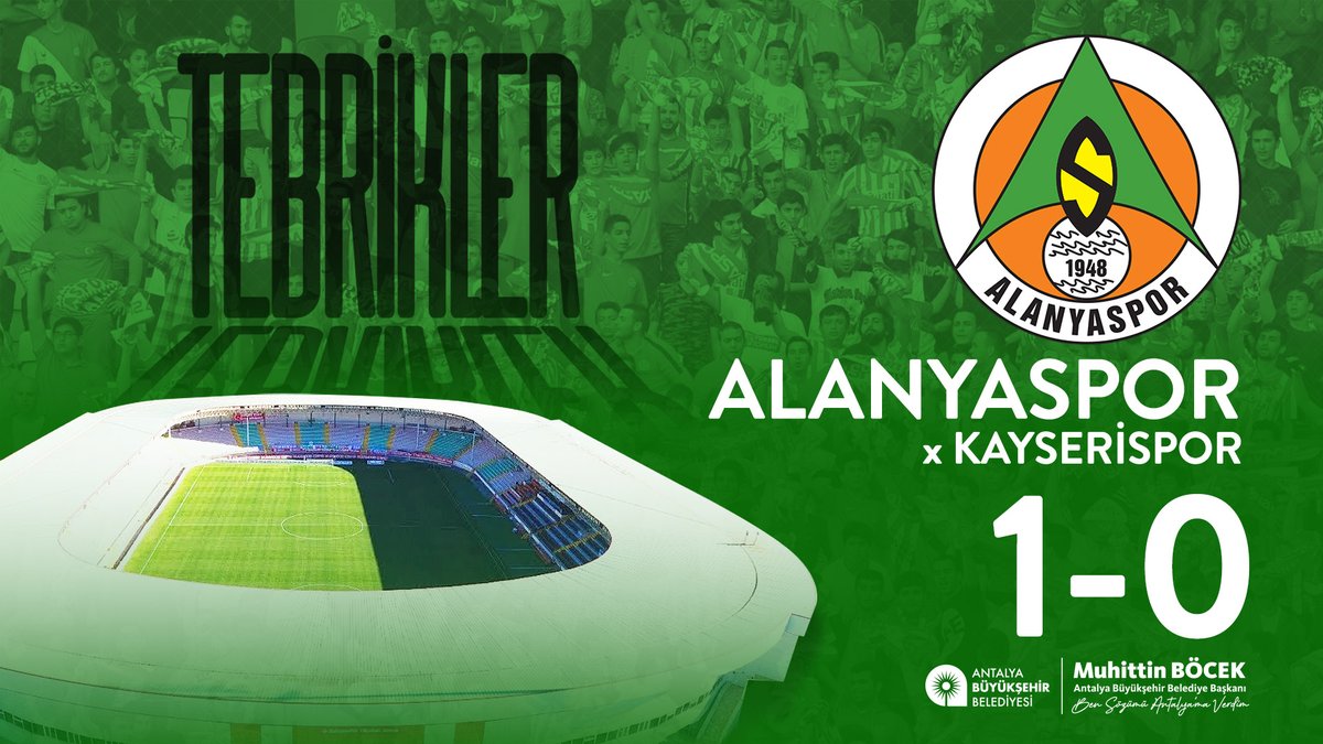 Süper Lig'de Alanyaspor'umuz sahasında ağırladığı Kayserispor'u Oğuz Aydın'ın golüyle 1-0 mağlup ederek ligdeki yenilmezlik serisini 6 maça çıkardı. 💪🏻 Turuncu yeşillilerimizi tebrik ederiz. #Alanyaspor #SüperLig