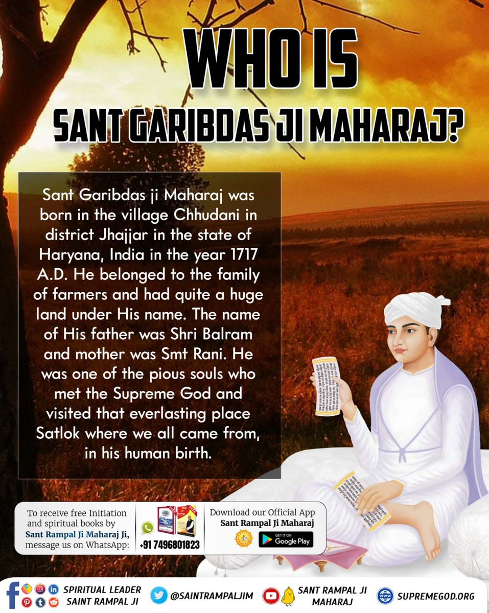 #संतगरीबदासजी_को_मिले_भगवान
God Kabir Sahib Ji took Sant Garibdas Ji into His shelter

God Kabir Sahib Ji came from Satlok in 1727 and met Sant Garibdas Ji. He gave him His spiritual knowledge, gave him initiation, and showed him Satlok.