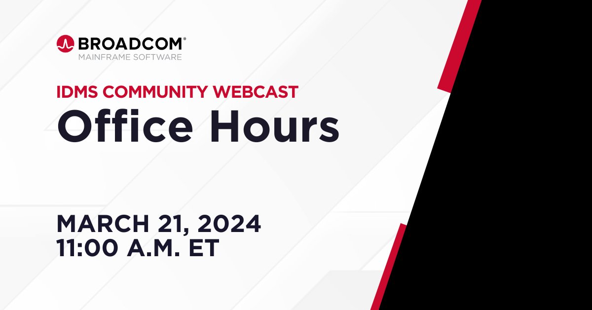 Join us on March 21, 2024, at 11 a.m. ET for our next IDMS Community Webcast. 

This month, we're hosting an office hour session with several expert members of our IDMS team, who will be available to answer your questions!

We hope to see you there! bit.ly/3TiV9KT