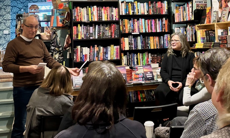 SRO (me) at Queen Books Friday for #TheEmptiestQuarter (@SigEditions). We had a swell time; some solid questions from @debdundas and some audience interactivity. For those who missed it because of downtown protests, signed copies are at the store. Photo by Joe Howell.