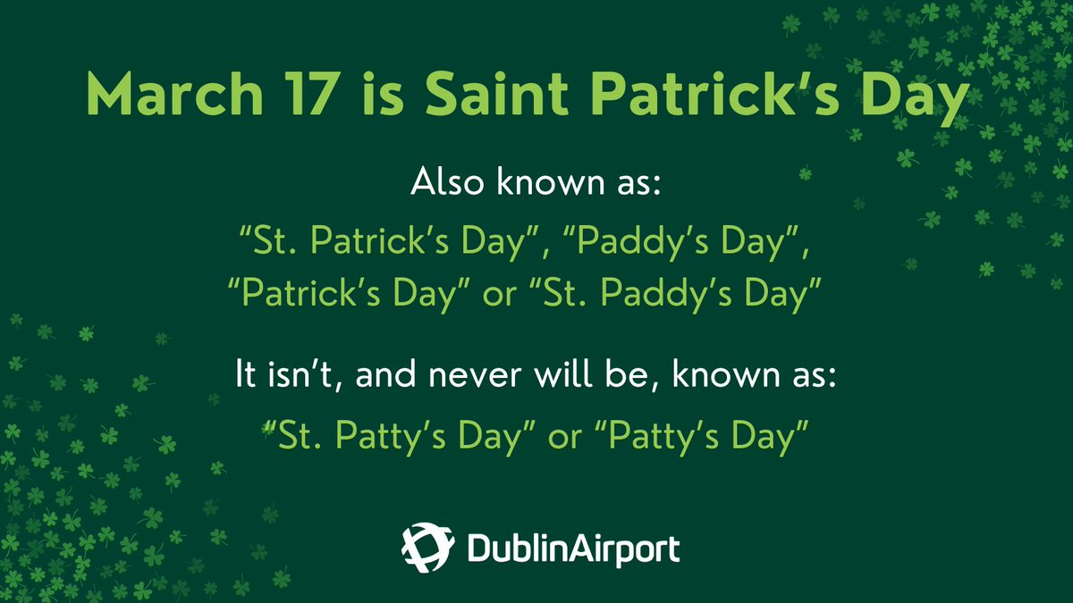 Dear world. Please find below your annual reminder. 

Stick to these rules and we’ll all get along just fine. 

Love from Dublin Airport &amp; Ireland. ☘️