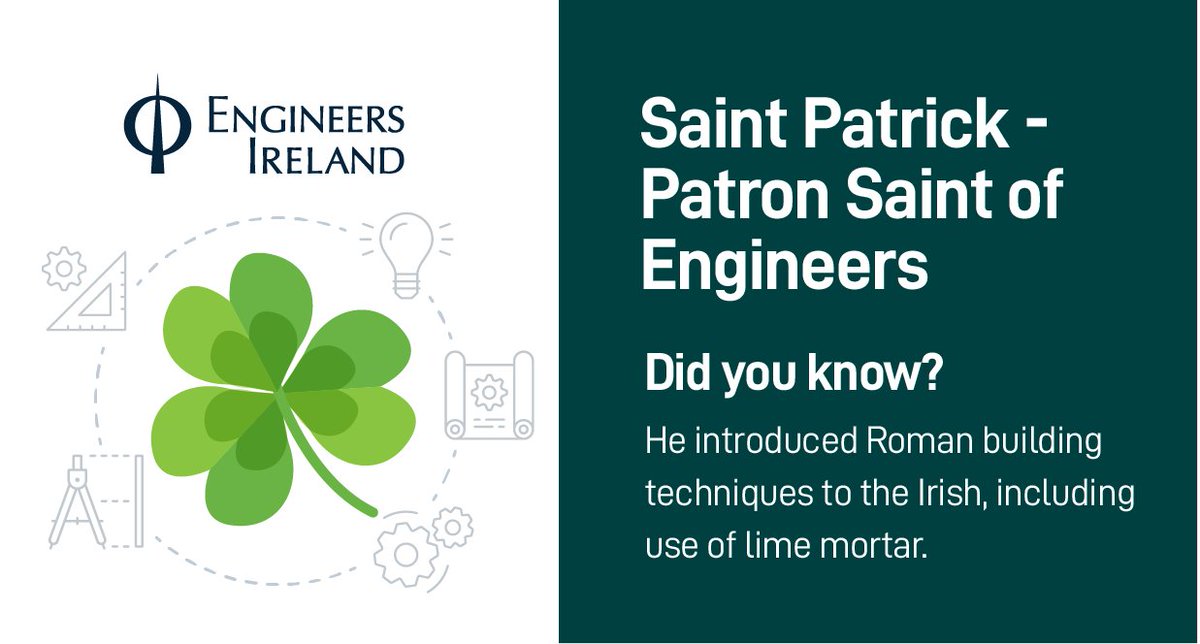 EngineerIreland's tweet photo. This weekend we are celebrating St. Patrick, the Patron Saint of Ireland and Engineers!

We would like to wish everyone a happy and safe St. Patrick's Weekend ☘️

#StPatricksDay #EngineersIreland #Engineering #Ireland https://t.co/aFGqF47vCJ