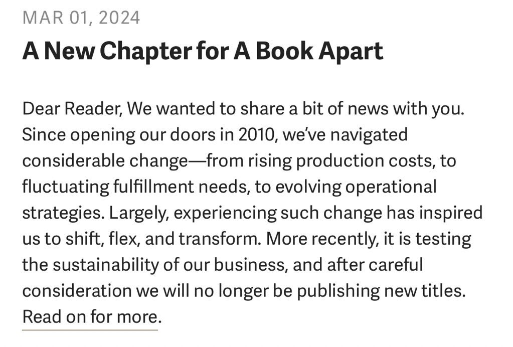 sad to read this 💔 @abookapart