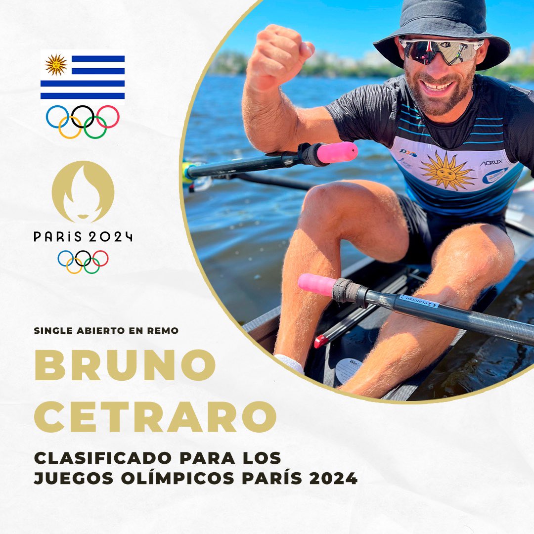 🚣𝙲𝙻𝙰𝚂𝙸𝙵𝙸𝙲𝙰𝙳𝙾🇫🇷 🇺🇾Bruno Cetraro se clasificó a los Juegos Olímpicos @Paris2024 tras finalizar segundo en la regata final del single abierto en el Preolímpico de Remo que se disputa en Río de Janeiro.