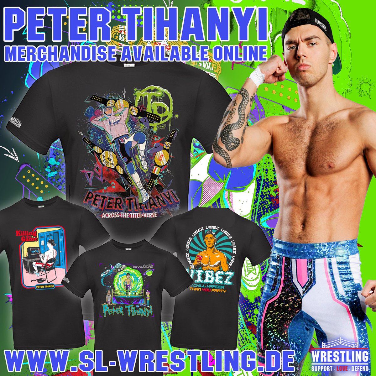 PETER TIHANYI MERCHANDISE Ihr möchtet @petertihanyi1 in Form von Merchandisekäufen unterstützen und nach außen zeigen, wer euer Liebling im Ring ist? Dann haben wir in unserem Shop genau das richtige für euch: sl-wrestling.de/peter-tihanyi #petertihanyi #wrestling #eurowrestling