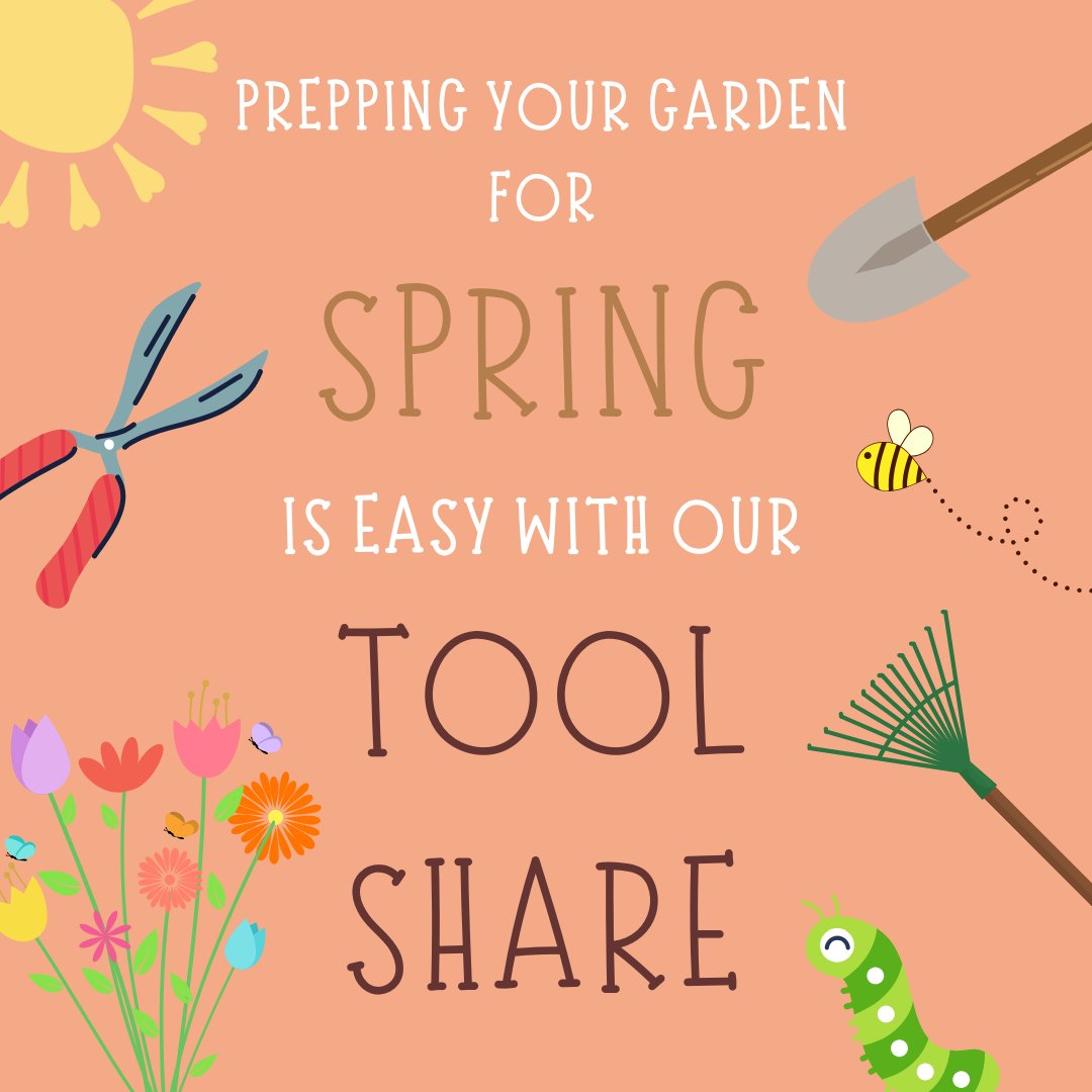 Prepping Your Garden for is easy with our Tool Share Program!  We have a variety of tools available to help you for free!  

#ToolShare #GardeningTools #GreenThumb #DIYGardenSpring  #SpringGardening #GardenPrep